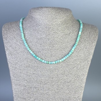 Amazonite Bead Necklace, Faceted Cube, 4x4 mm diameter, 45 cm length ± with clasp