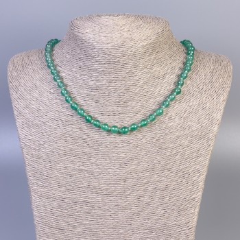 Necklace Jade (bead) smooth sphere, diameter 6mm±, length 45cm± with clasp