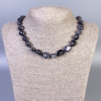 Iolite Beaded Necklace, Tumbled, 10-12×10-13mm, about 50 cm with clasp