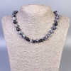 Snow Obsidian Necklace - Apache Tears, faceted round beads, 10mm diameter, length 50cm, with clasp