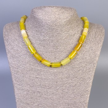 Agate Bead Smooth Cylindrical, 15×8 mm, length 45 cm, with clasp