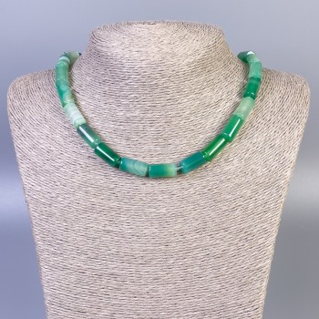 Agate Bead Smooth Cylinder Necklace, diameter 15x8mm, length 45cm, with clasp