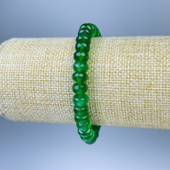 Bracelet Chrysoprase, faceted rondels, diameter 8x5 mm, length 18 cm, stretch