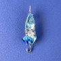 Brooch Umbrella Blue Crystal with Pearls 46x16mm± Silver Metal
