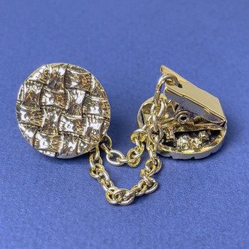 Brooch for Cardigans Gold-Tone Metal, diameter 20mm±, chain length 9cm+