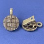 Brooch clip for cardigan color dark antique gold metal, diameter 20mm +-, length 52mm+