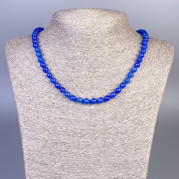Lapis Lazuli Necklace (artificial acrylic) smooth bead, diameter 6mm±, length 50cm± with clasp
