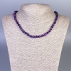 Purple Cat's Eye Bead Necklace, smooth round beads, 6mm diameter ±, length 50cm ± with clasp
