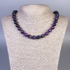 Purple Cat's Eye Bead Necklace, smooth round beads ~10mm diameter, length 45cm ± with clasp