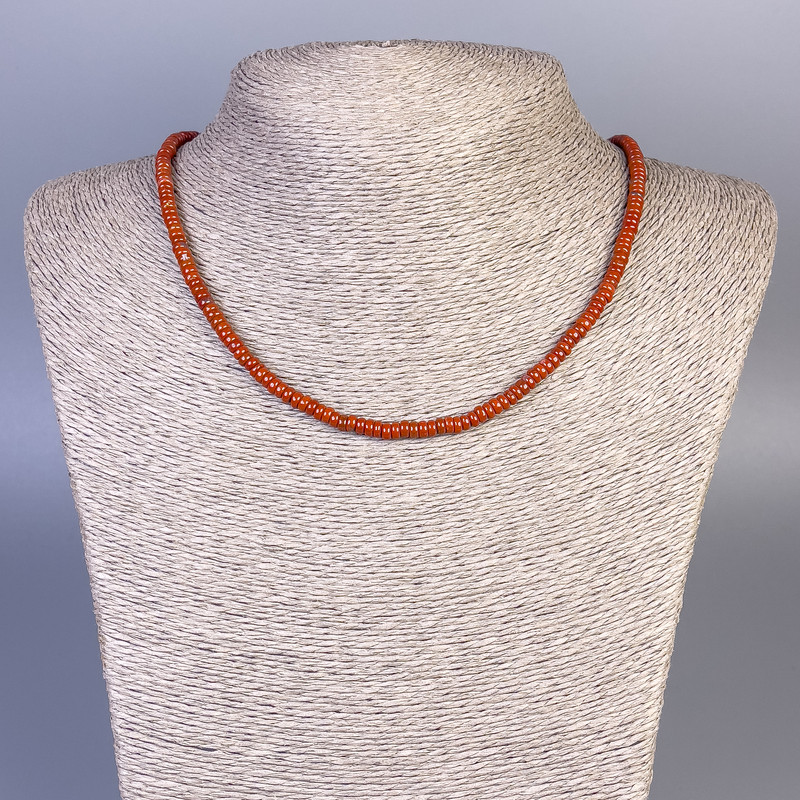 Jasper Necklace Red Jasper Rondelle, diameter 4x2 mm ±, length 45 cm ± with clasp
