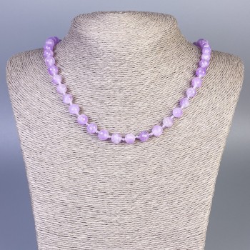 Amethyst Bead Necklace with Faceted Round Beads, 8 mm diameter, 50 cm length +/- with clasp