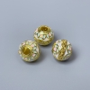 Cloisonné Bead, Pink and White Enamel, diameter 10x9mm ± hole 3.5mm, metal color gold 1 pc