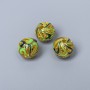 Clasp Bead Cloisonné Green Enamel, diameter 10mm±, hole diameter 2mm, metal color gold, 1 pc
