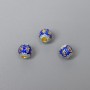 Cloisonné Bead, blue-blue enamel, diameter 6x5 mm, hole 2 mm, golden metal color, 1 pc