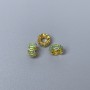 Cloisonné Bead Rondelle Green Enamel, 6x3 mm ± hole 2.8 mm, gold-tone metal, 1 pc