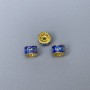 Cloisonné Bead Rondelle - blue and light blue enamel, diameter 6x4 mm ±, hole 1 mm, metal color gold, 1 pc