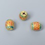 Cloisonné Bead - Cloisonné Barillo bead red green enamel, diameter 10x9mm± hole diameter 1.8mm, gold-toned metal, 1 pc