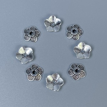 Bail Cap for Beads, metal color Silver, diameter 8.5mm ±, hole diameter 1.5mm ±, packaging 60 pcs