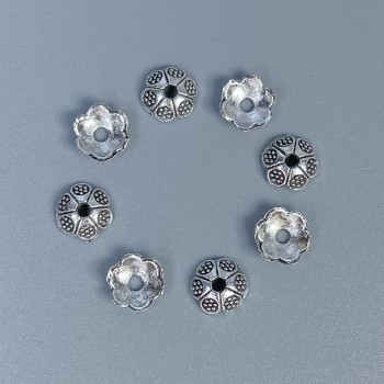 Bail cap for bead, metal color silver, diameter 6×0.5mm±, hole diameter 1.5mm±, packaging 50 pcs