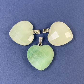 Heart Pendant in Natural Graded Jade 20x20x8x25 mm