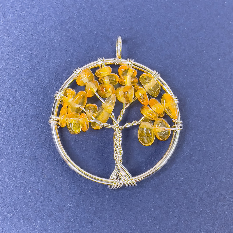 Pendant Tree of Life Citrine Natural Stone 31x36mm+