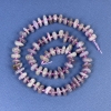 Lepidolite Beads, tumbled, 9×4 mm ± with seed beads on thread, length 38 cm+