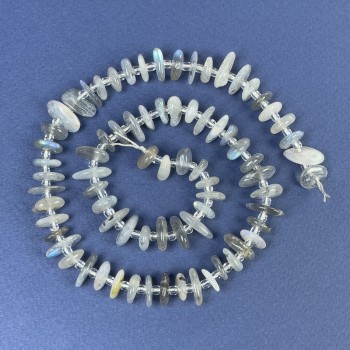 Labradorite Beads Chip 9-12×3mm+- with Seed Beads on Thread, length 40cm+