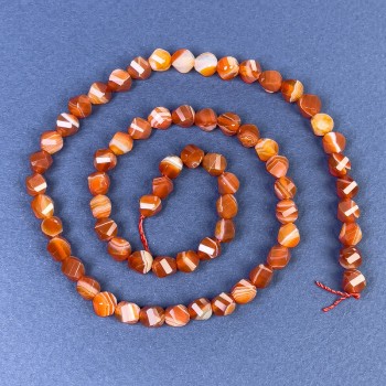 Carnelian Beads Faceted Diamond 6x5mm+- on Thread, 37cm+ Length