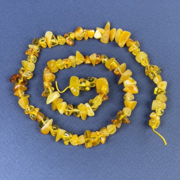 Amber Beads Chunk 7–10×4 mm on Thread, 39 cm+ Length