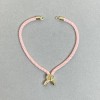 Textile Bracelet Base, diameter 5.5 mm+- Pink color with gold metal insert, diameter 8 mm+- gold metal, length 10.5 cm+