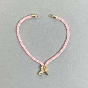 Textile Bracelet Base, diameter 5.5 mm+- Pink color with gold metal insert, diameter 8 mm+- gold metal, length 10.5 cm+