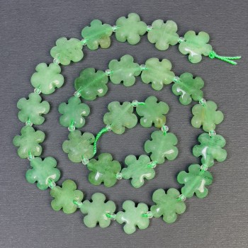 Jade Beads Flower Shape 15x6mm Natural Stone, hole 1mm, length 41cm+