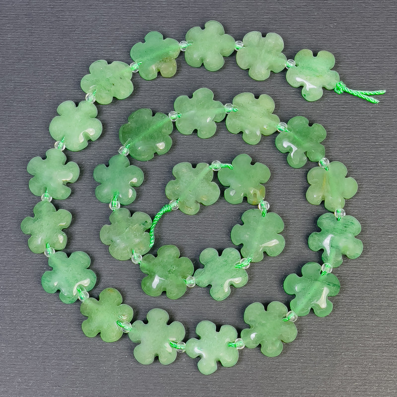 Jade Beads Flower Shape 15x6mm Natural Stone, hole 1mm, length 41cm+