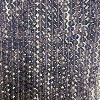 Beads Czech Crystal on thread Violet transparent faceted rondelle, diameter 8x6.5 mm + -, length 40cm +