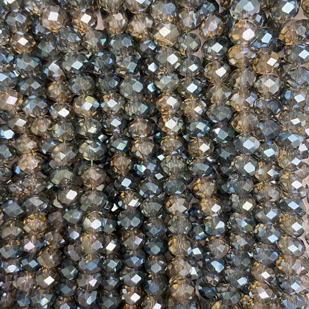 Beads Czech Crystal on a Thread Gray with Faceted Rondelle, diameter 8×6, 5mm + -, thread length 38-40cm +
