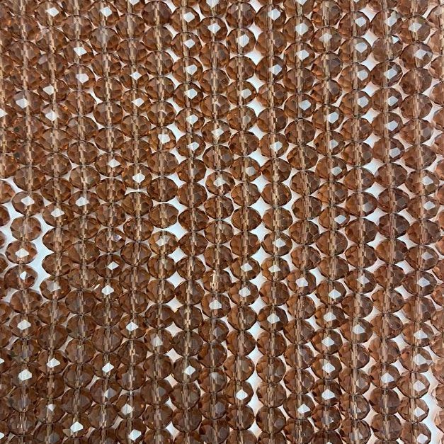 Beads Czech Crystal on thread brown transparent faceted rondelle, diameter 8×6mm + -, length 40cm +