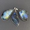 Pendant Labradorite in Silver Setting, Assorted Diameters 30×52×10-44×25×8 mm, Silver Metal