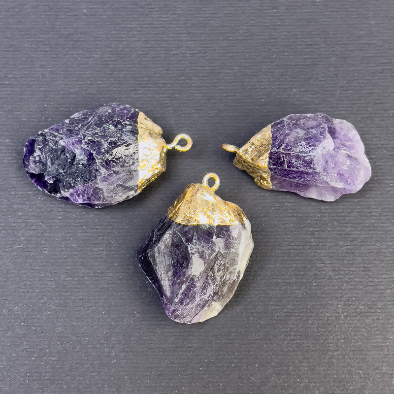Uncut Amethyst Pendant 35x24mm+