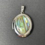 Chalcedony Pendant, oval, silver metal, 32x25mm±, with photo storage
