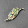 Brooch Pendant Halite Silvered Metal 51x17mm+