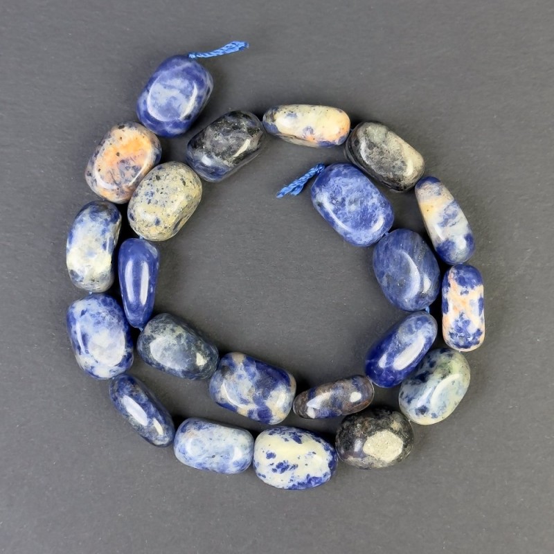 Sodalite Beads Tumbled 17×11 mm ± on Thread, 39 cm+ length