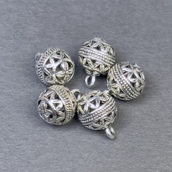 Findings Pendant, metal color silver, diameter 10×13.5 mm, 5 mm ± packaging 5 pieces
