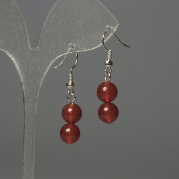Earrings Carnelian Bead 8mm±, length 35mm±