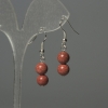 Earrings Aventurine Gold Sand Round Bead 8mm+-, length 32mm+-