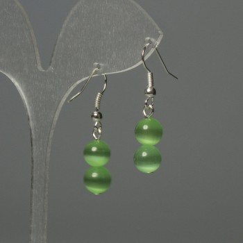 Cat's Eye Bead 8mm+ Green, 37mm+ Length Earrings
