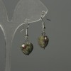 Earrings Red Dragon Blood Jasper Heart 12mm, length 30mm