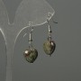 Earrings Red Dragon Blood Jasper Heart 12mm, length 30mm