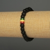 Wood Bead Bracelet with Acrylic Inlay, 8mm± beads, 9x8mm± insert, 18cm± length, Stretch