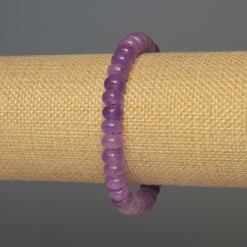 Bracelet Lavender Amethyst Rondelle, 8x5mm, stretch, 18cm