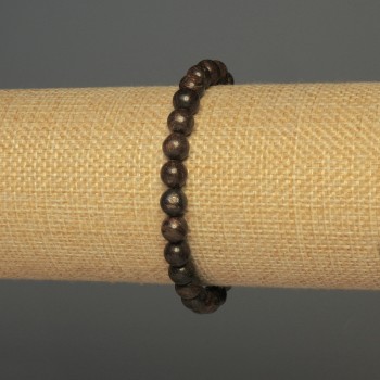 Bronzite Bracelet with Smooth Round Beads, 6mm± diameter, 18cm±, Elastic